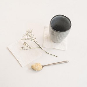 4er-Set Untersetzer aus cremefarbenem Leinen