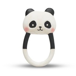 Soft, plush panda-shaped teether with a round, chubby design. Ideal for soothing sore gums and providing comfort for teething babies.