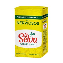Yerba mate tea for nervous system, 1 kg package, made by La Selva brand.