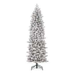  Tall, slender, frosted green artificial Christmas tree, perfect for holiday decor.