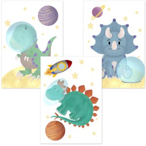 Poster "Dinosaurier - Astronauten" x 3er Set