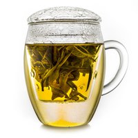Creano theeglas alles in één, grote theekop met zeef en glazen deksel, 400 ml, een ideale theemaker