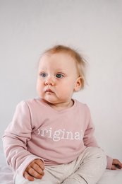 Pink økologisk baby oversize sweater med print