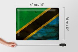 Tin Sign Flag of Tanzania 40x30cm Flag of Tanzania Rust