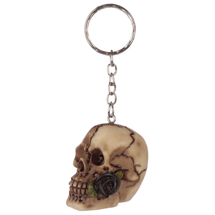 Portachiavi Acrilico Teschio Floreale Rosa – Accessorio Gotico Halloween, Regalo Per Donne