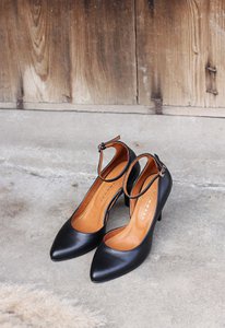 Handmade Leather heels (8 cm) - Vivienne - Black Vintage Shoes 35-42