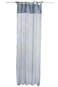 J-Line Vorhang Voile – Baumwolle/Leinen – Blaugrau