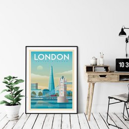 Vintage London Poster | Premium Poster City London Tower Bridge Großbritannien
