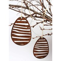 Rost Deko Ostereier Hängedeko | 2er Set im "Streifenlook" | Edelrost Ostereier zum aufhängen