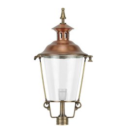  Brass lampshade, copper finish, lantern style, clear glass panels, outdoor lighting fixture, 70cm tall