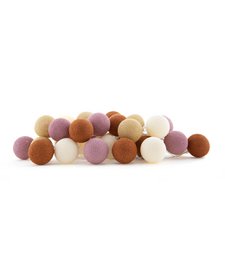 Regular String Lights - Rusty + Adapter, a set of decorative string lights with a rustic, warm-toned color palette. The lights feature a mix of round, warm-toned bulbs in shades of orange, pink, and white, creating a cozy and inviting ambiance.