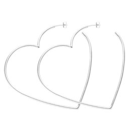 Creole heart, 60mm, 925 sterling silver