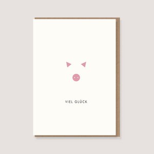 Vouwkaart met envelop - "Piggy - Good Luck"