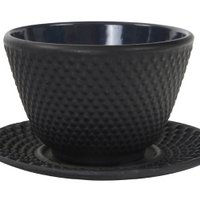Teaclassix Teacup 12cl + round plate Arare, zwart