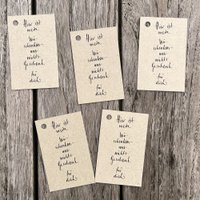 5 x gift tags | Here is my "We don't give us a gift" for you | Grass paper hanging day | 85 x 55 mm