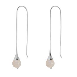 Elegant silver-toned earrings featuring a teardrop-shaped moonstone pendant.