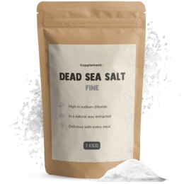  Natural Dead Sea salt, 1 kg bag, pure and unrefined, sourced from the mineral-rich waters of the Dead Sea.