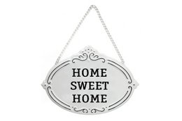  Metal wall sign with the text "Home sweet home" in a decorative frame, measuring 25.5 x 18 cm, from the Isabelle Rose collection.