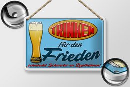 Tin Sign Alcohol 18x12cm Drink for Peace Beer Decoration