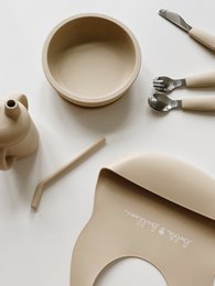 Silicone Stainless Steel Cutlery Set - Oyster Beige