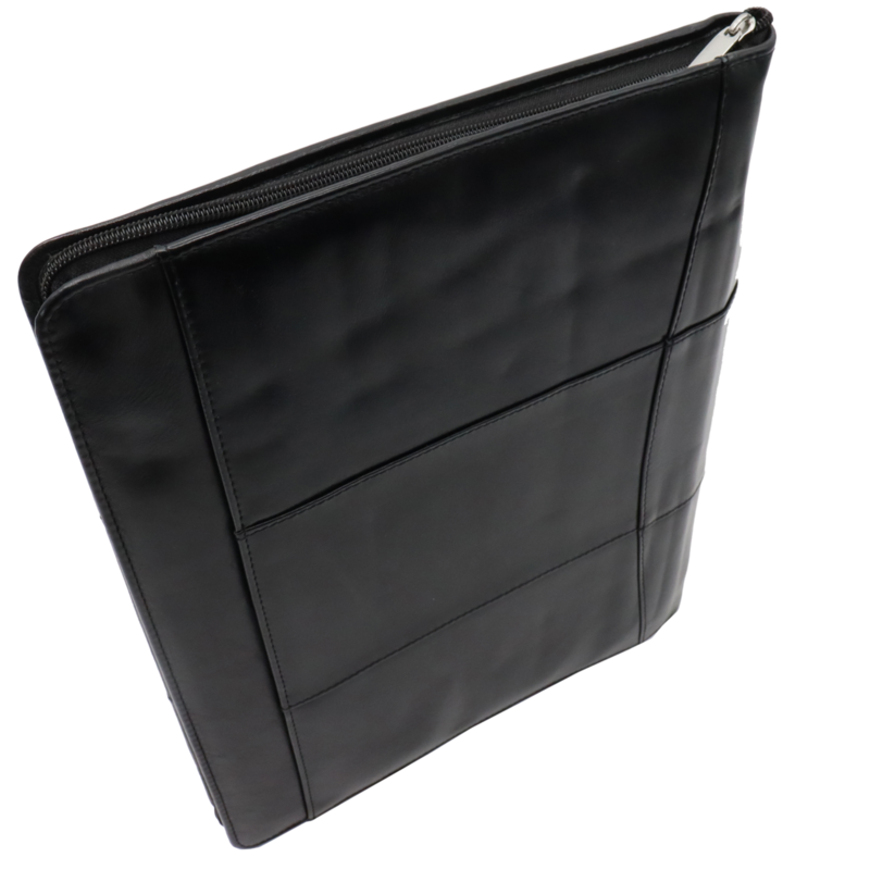 Safekeepers læder skriveetui venstrehåndet - Konferencemappe - Arbejdsbog Tabletcover & Laptop-sleeve - Aftageligt ringbind A4 sort