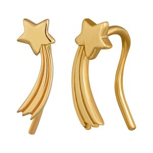 Ear clips 925 silver gold plated shooting star