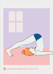 Illustrated card depicting a person in the plow yoga pose. The image shows a person lying on their back with their legs raised overhead, creating an inverted "V" shape with their body.