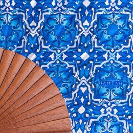 Blue folding hand fan Farah