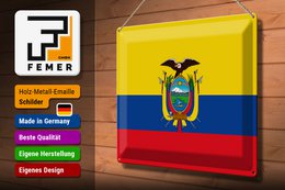 Blechschild Flagge Ecuador 40x30cm Flag of Ecuador