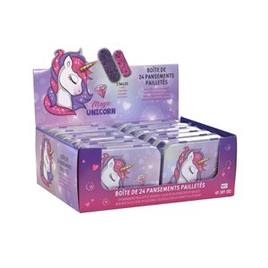 😍Unicorn, Metal Box of Bandages, Glittery, Pre-cut, Children, Junior, Box of 24 Bandages, 10.9 x 8 x H.2 cm, TAKE CARE