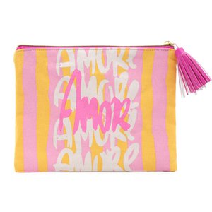 Cosmetic bag "AMOR" pink/orange