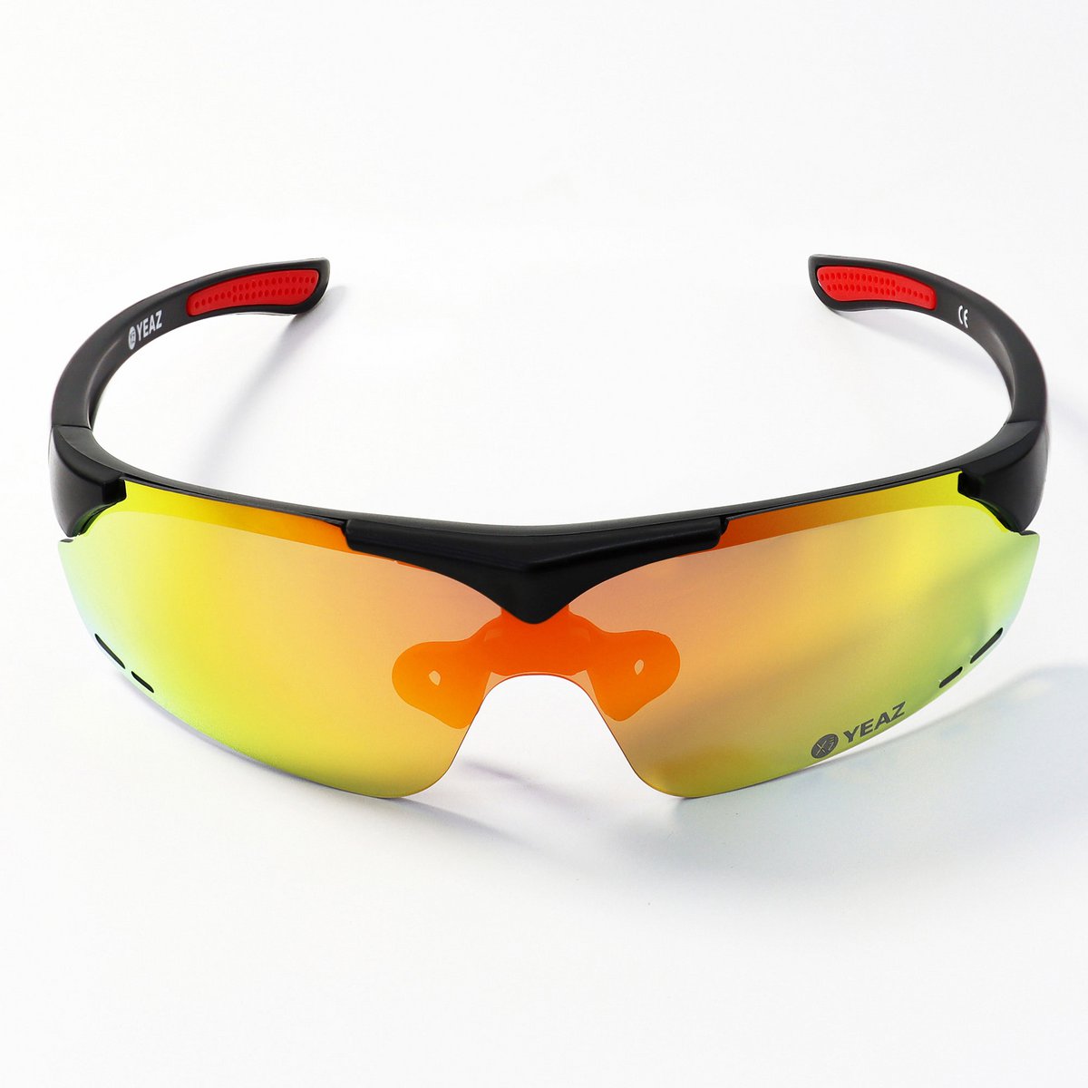 SUNUP Set magnetische sportzonnebril mat zwart / volledig revo rood