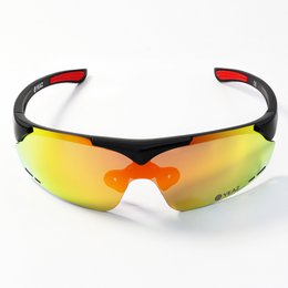 SUNUP Set magnetische sportzonnebril mat zwart / volledig revo rood