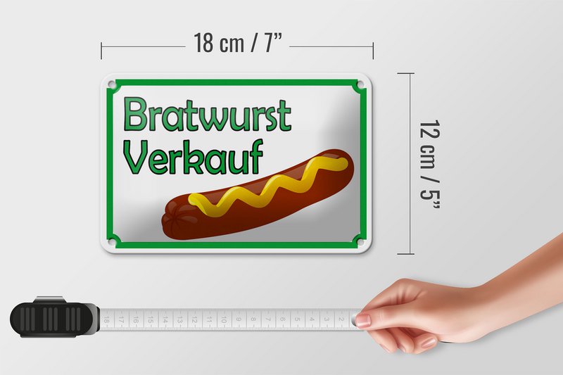 Tin sign notice 18x12cm Bratwurst sale restaurant decoration