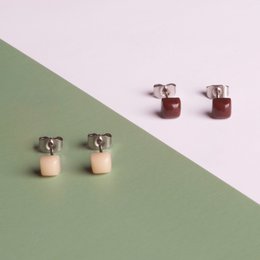 Sæt med 3 øreringe med sten • Genbrugsglas & rustfrit stål • 20 farver