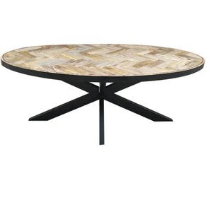 Luxe Mango houten eettafel naturel met visgraatpatroon 200x100x78