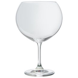  A large, round gin and tonic glass with a tall stem. The glass is made of clear, transparent glass and has a simple, elegant design.