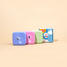 Colorful mini surprise soap pack with various shapes and textures for educational play.