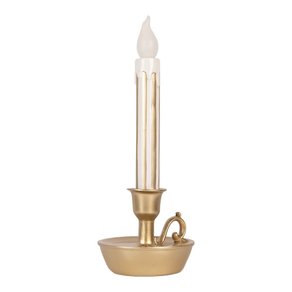 Kerstdecoratie met LED-verlichting Kandelaar 13x12x32 cm Goudkleurig Kunststof
