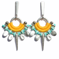 CUEMANI yellow statement earrings with aqua beads