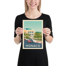 Affiche Monaco Vintage | Poster Ville Monaco Côte d'Azur France