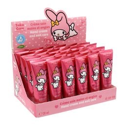 Hydrating and fragrant hand cream in a 30ml tube, featuring the popular character My Melody. The hand cream is designed to moisturize and soften the skin while providing a pleasant fragrance.