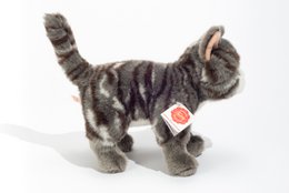 Kattestående grå tabby 20 cm - plyslegetøj - blødt stykke legetøj