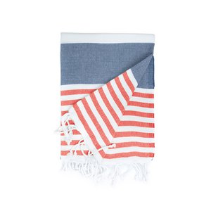 Hamam Marine Towel, 100% cotton, 100 x 180 cm. Navy/Red