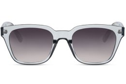Clear transparent frame sunglasses, square shape, gradient dark lenses, unisex style