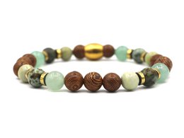  Beaded bracelet with natural stones in various shades of brown, including round beads in different sizes.