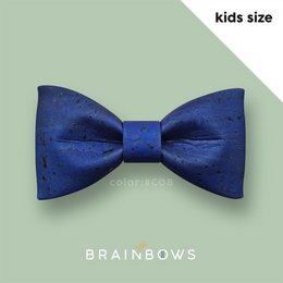 Navy blue patterned bow tie for kids, featuring a classic bow tie shape and a textured, patterned fabric.