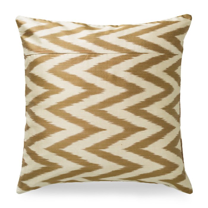 zijden ikat kussen bruin zigzag