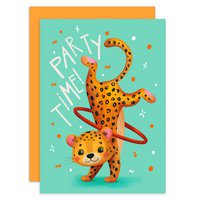 Card birthday congratulation cheerful dancing cheetah