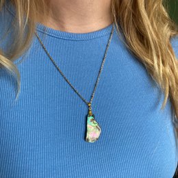 Skal halskæde | Abalone gylden rustfri stål 50 cm surfer halskæde